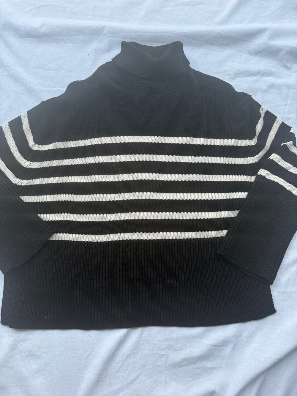 GAP Black & White Turtleneck Stripe Sweater - Women's